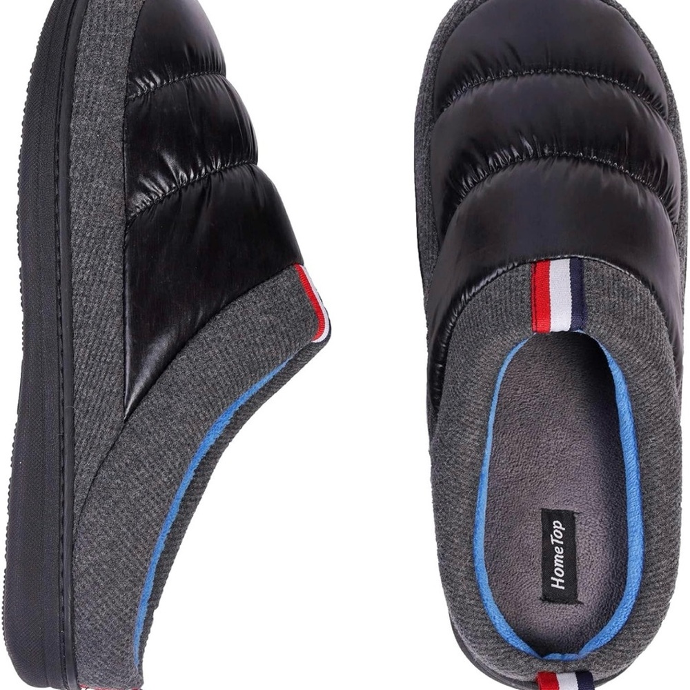 HomeTop Black and Gray Slippers
